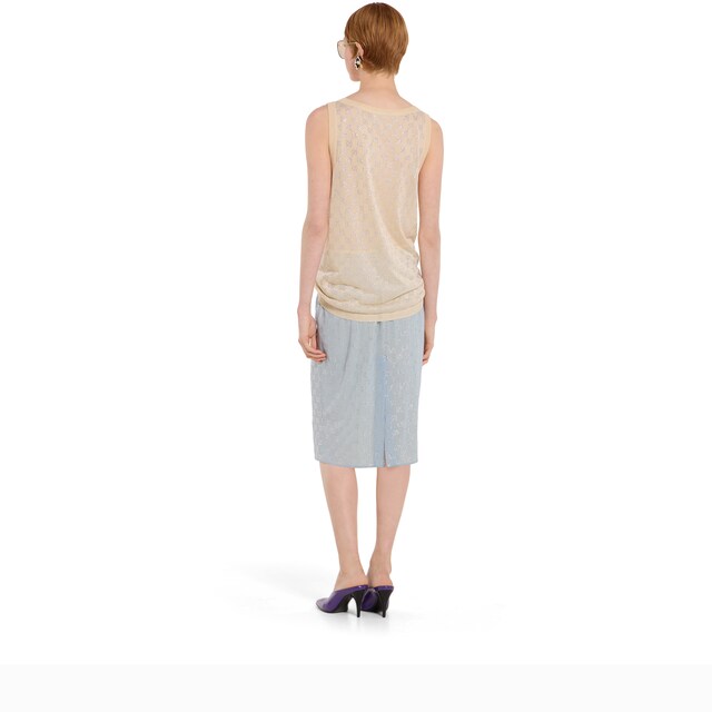 Fine silk tank top with GG crystals - image 3