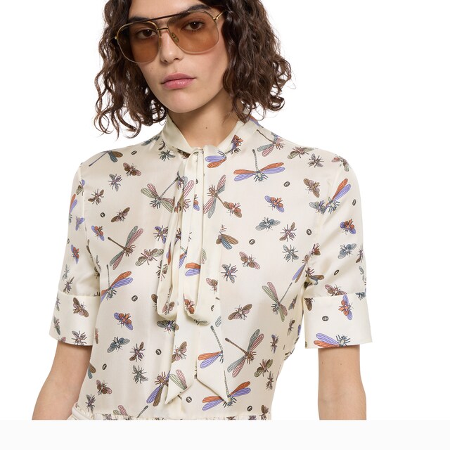 Printed silk twill dress - image 3