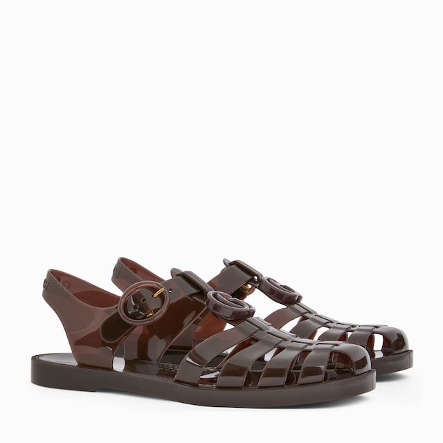 Sandalia de piel con Doble G para mujer