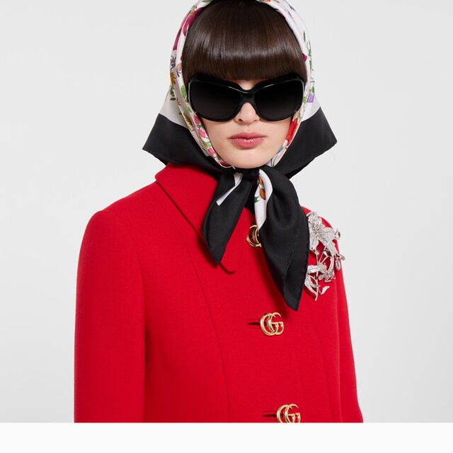 Wool natte coat with Double G button - image 3