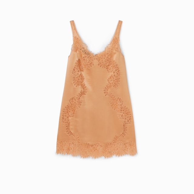 Kleid aus Seidensatin mit Spitzendetail