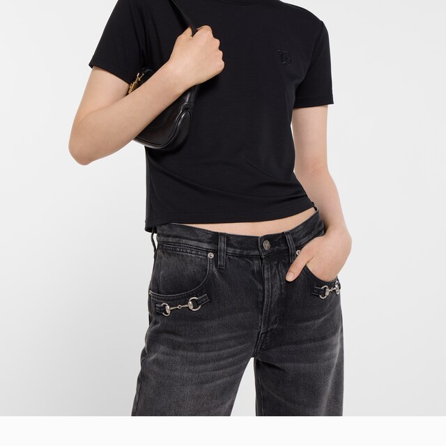 Cotton denim pants with Horsebit - image 5