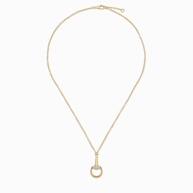 Gucci Horsebit diamond 18k pendant necklace