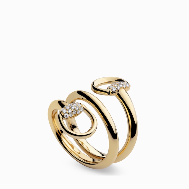 Gucci Horsebit diamond 18k contrarié ring