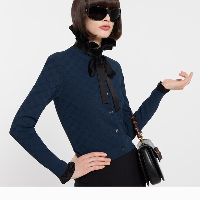 GG fine fabric jacquard cardigan - image 3