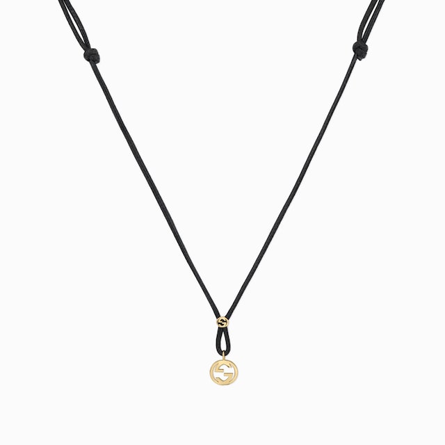 〔グッチ インターロッキング〕18K ペンダント コード ネックレス