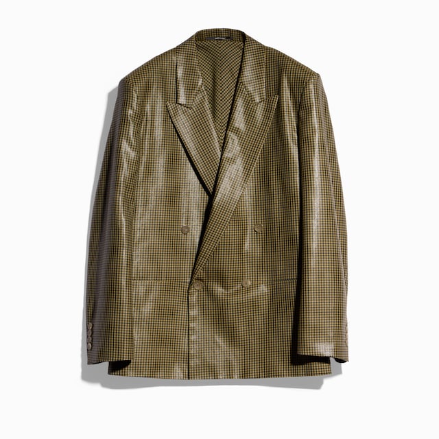 Gingham wool double-breasted jacket