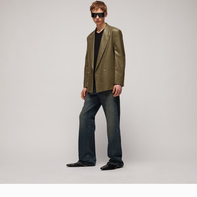 Gingham wool double-breasted jacket - image 4
