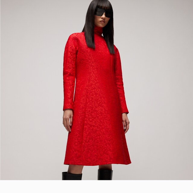 Floral wool brocade dress - image 4