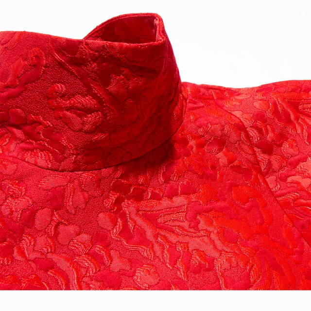 Floral wool brocade dress - image 3