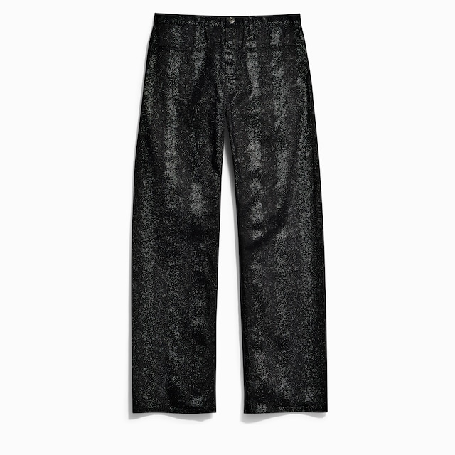 Printed cotton denim pants