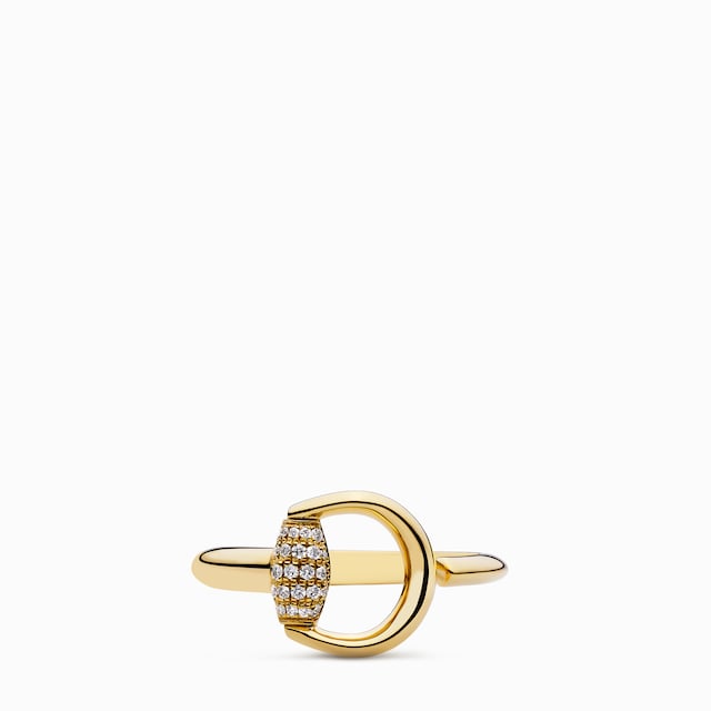 Anillo abierto Horsebit de 18 kt con diamantes Gucci