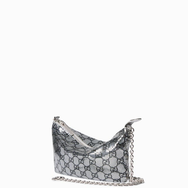 Metallic evening bag with charm