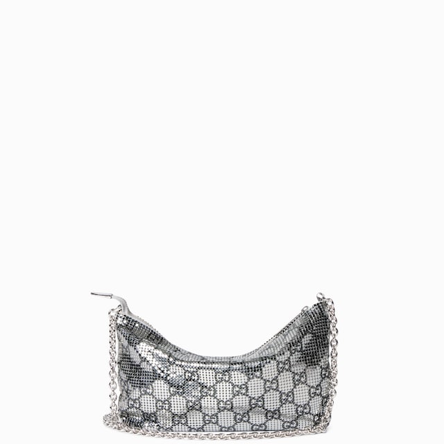 Metallic evening bag with charm
