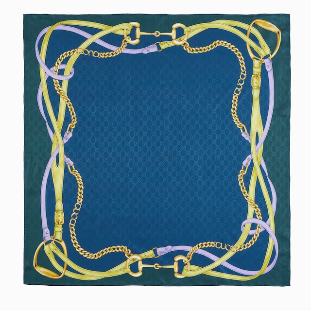 Vierecktuch aus GG Seidenjacquard mit Print