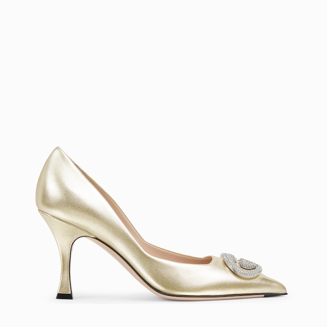 Women's pump with crystal Interlocking G
