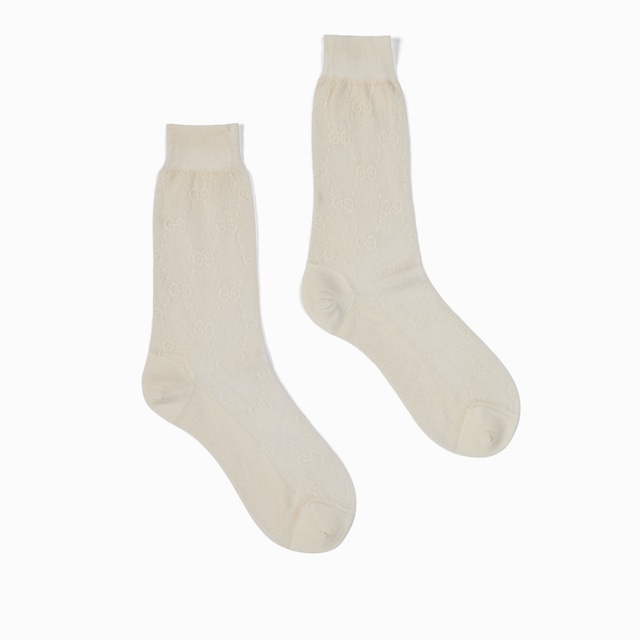 GG knit silk cotton socks