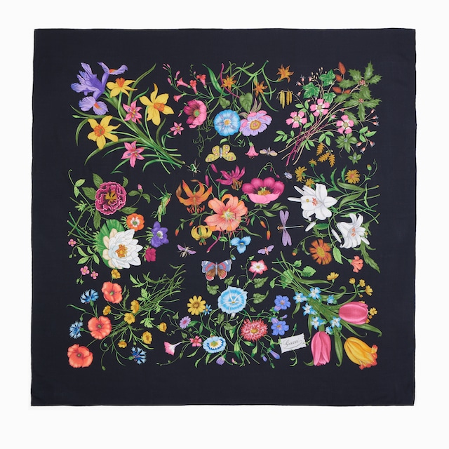 Printed silk wool shawl