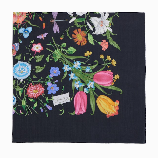 Printed silk wool shawl