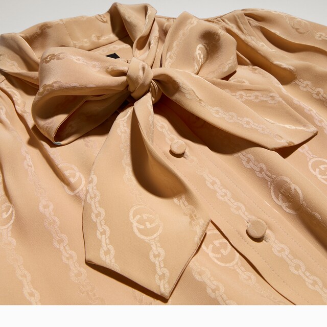 Interlocking G chain silk jacquard shirt - image 3