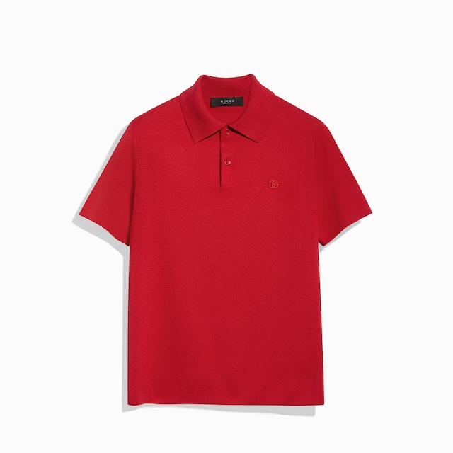 Knit silk cotton polo shirt