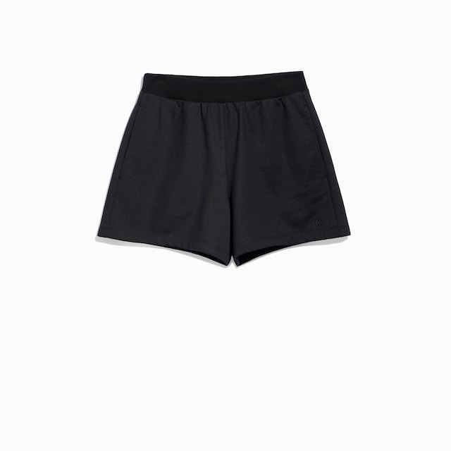 Short en jersey de coton et soie avec broderie