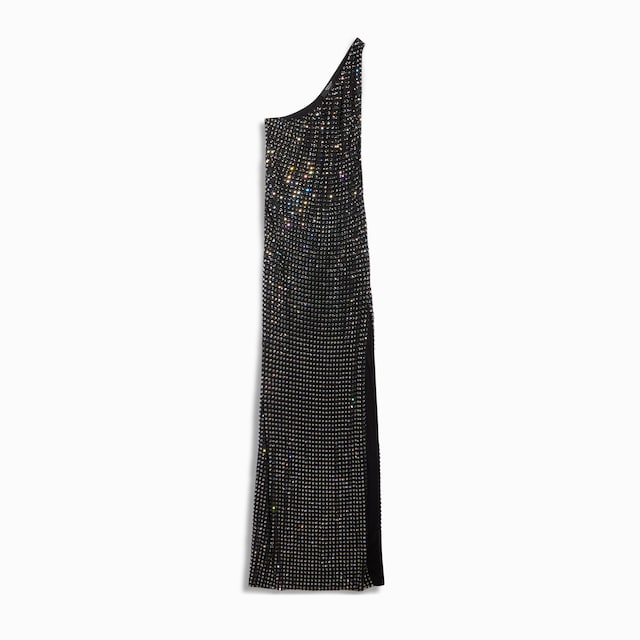 Embroidered jersey long dress