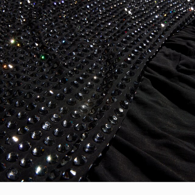 Embroidered jersey long dress