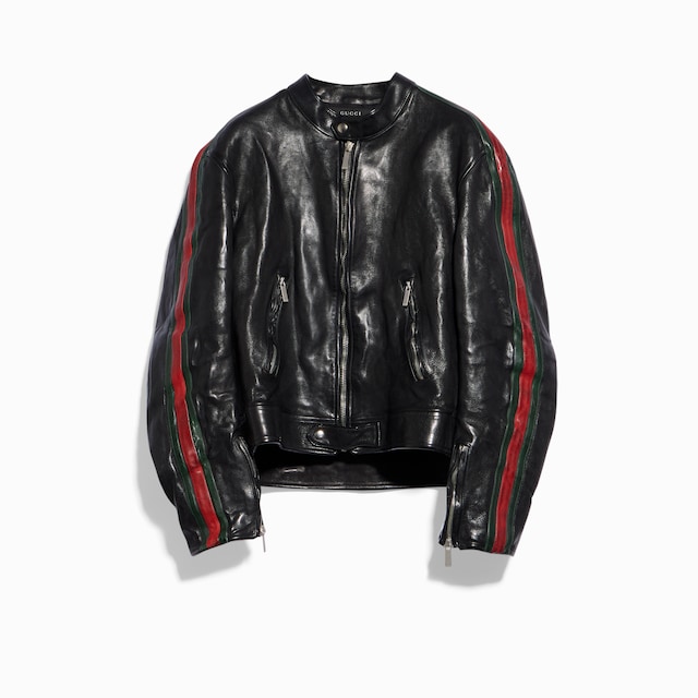 Calf leather bomber jacket with Web