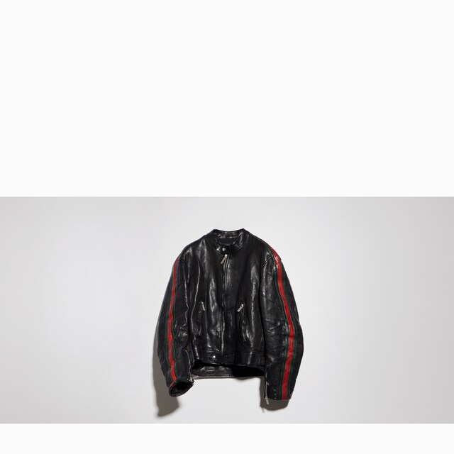 Buffalo leather biker jacket with Web - image 3