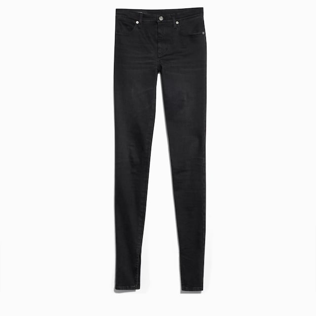 Washed cotton denim skinny pants