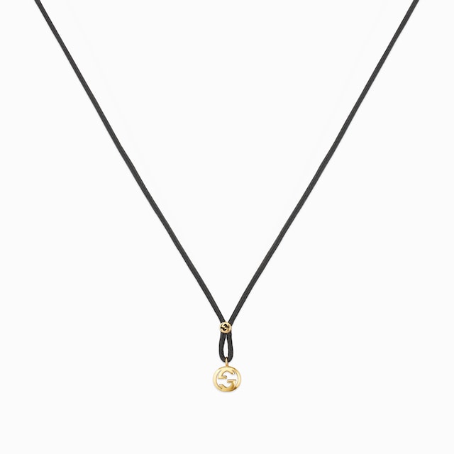 〔グッチ インターロッキング〕18K ペンダント コード ネックレス