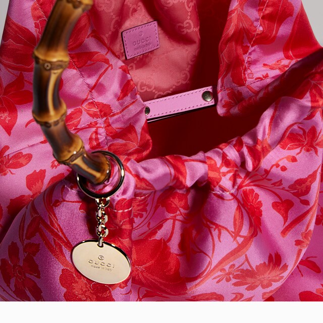 Silk maxi tote bag with bamboo handle - image 5