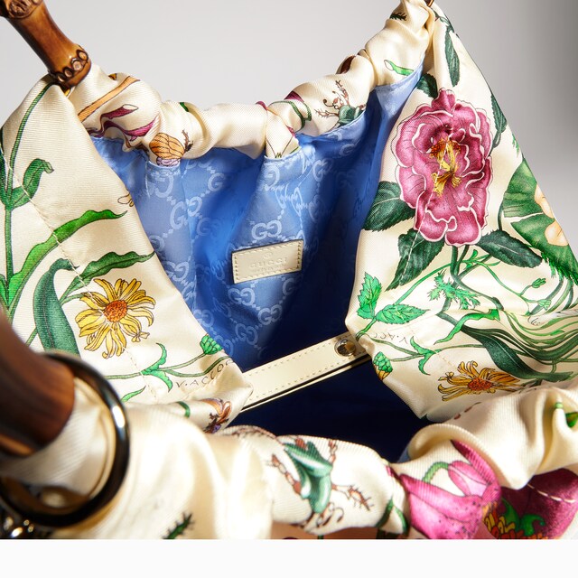 Silk maxi tote bag with bamboo handle - image 5