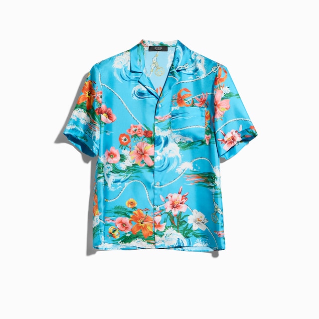 プリント シルクツイル ボウリングシャツ