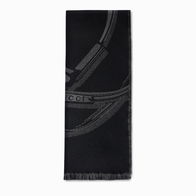 Stole aus Woll-Seiden-Jacquard mit Horsebit-Motiv