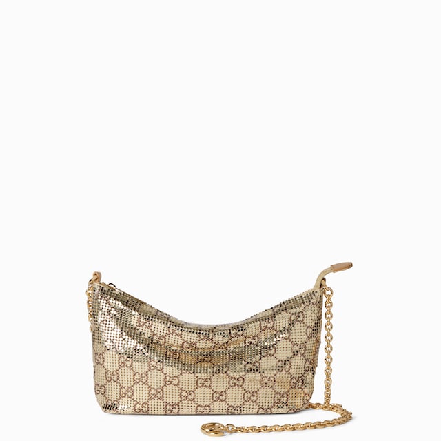 Metallic evening bag with charm