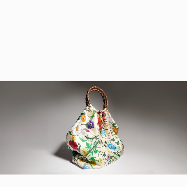 Silk maxi tote bag with bamboo handle - image 3