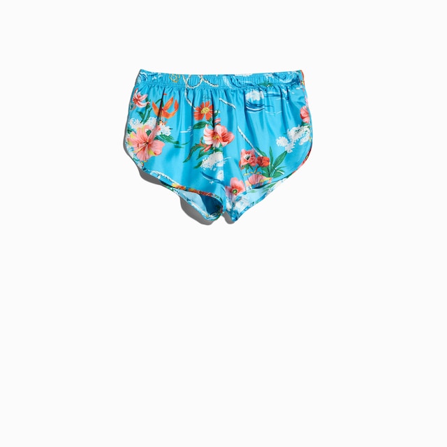 Printed silk twill shorts