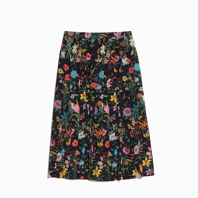 Printed silk midi skirt