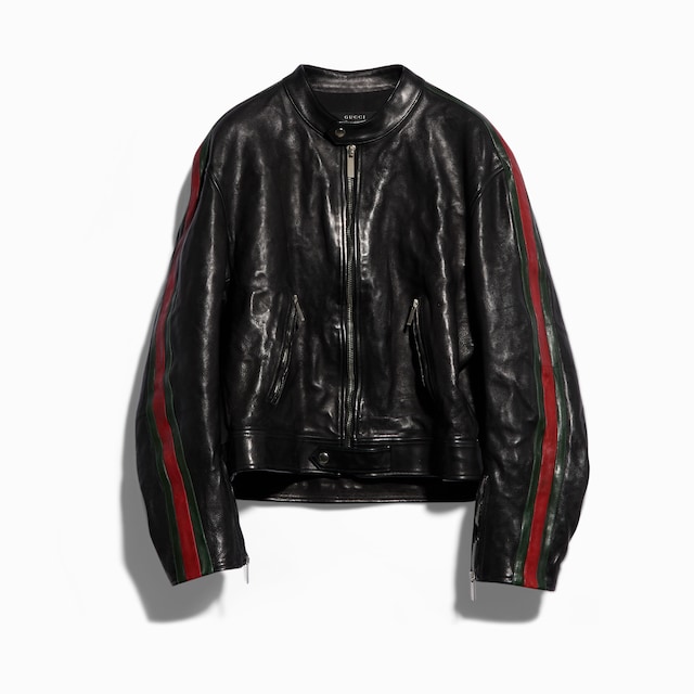Buffalo leather biker jacket with Web