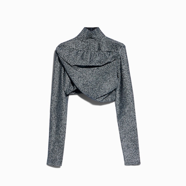 Stretch viscose lamé cropped top