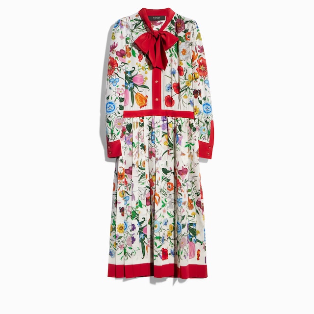 Printed silk crêpe de chine chemisier dress