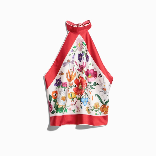 Printed silk top