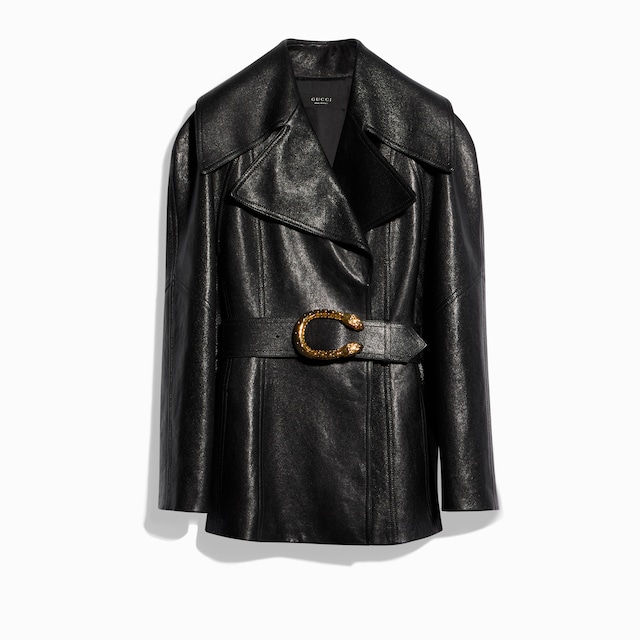Soft grainy leather trench