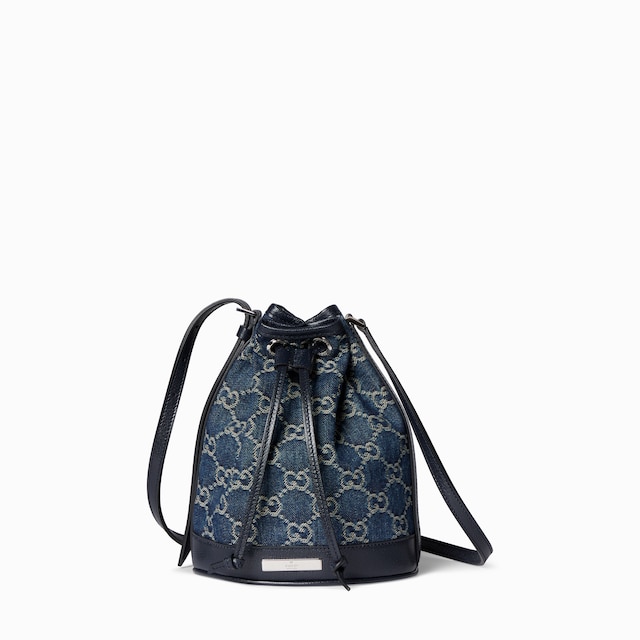 Mini bucket bag with Gucci plaque