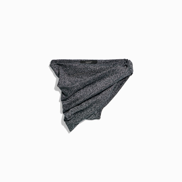Stretch viscose lamé draped skirt