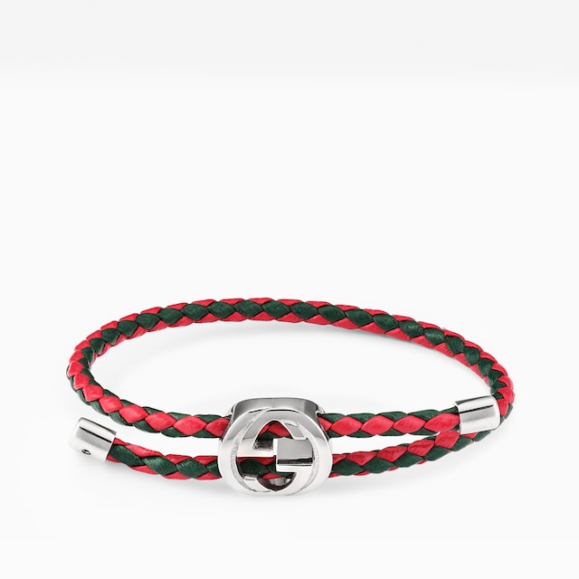 Pulsera de cuero trenzado con tribanda Web