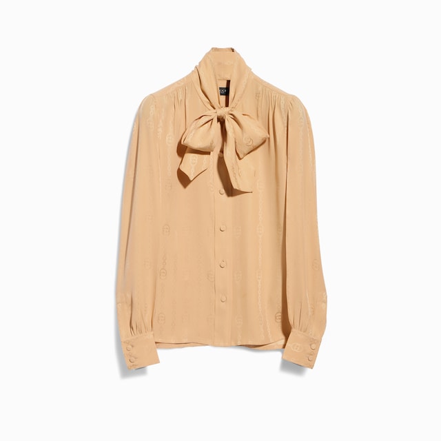 Chemise en jacquard de soie à motif chaîne GG enlacés