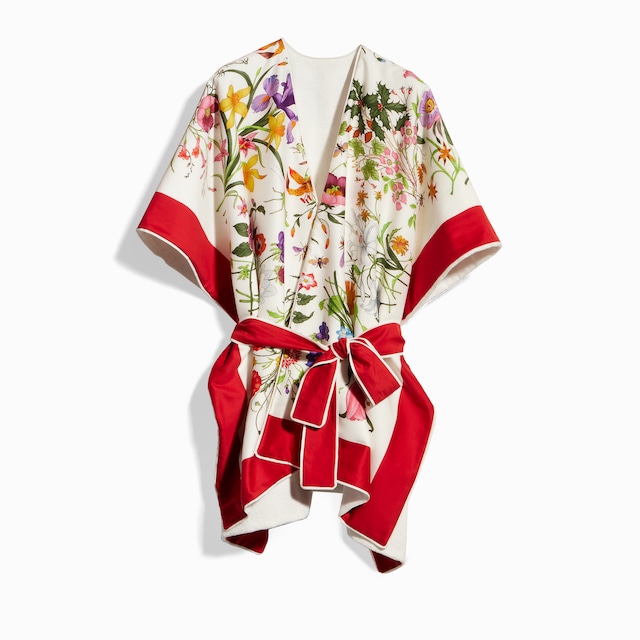 Printed cotton terrycloth cape dress